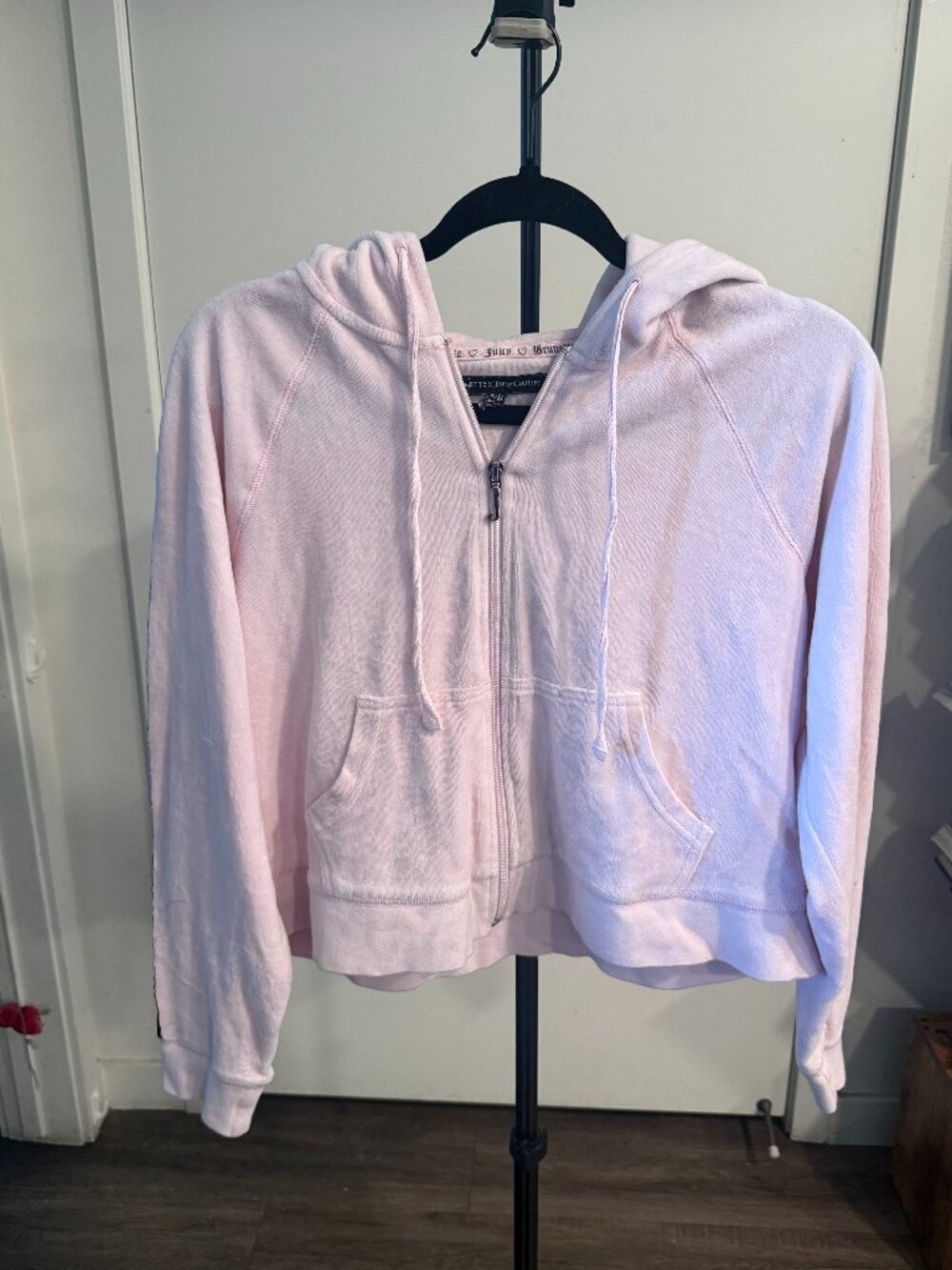 Brunette The Label x Juicy Couture Pink Zip Up Hoodie S/M Logo Tape Y2K